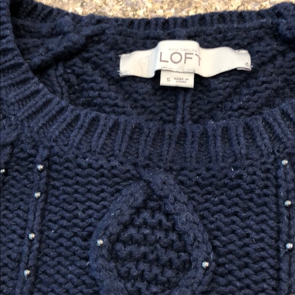 Ann Taylor Loft Blue Sweater w/ Beaded Accents - Picture 6 of 8